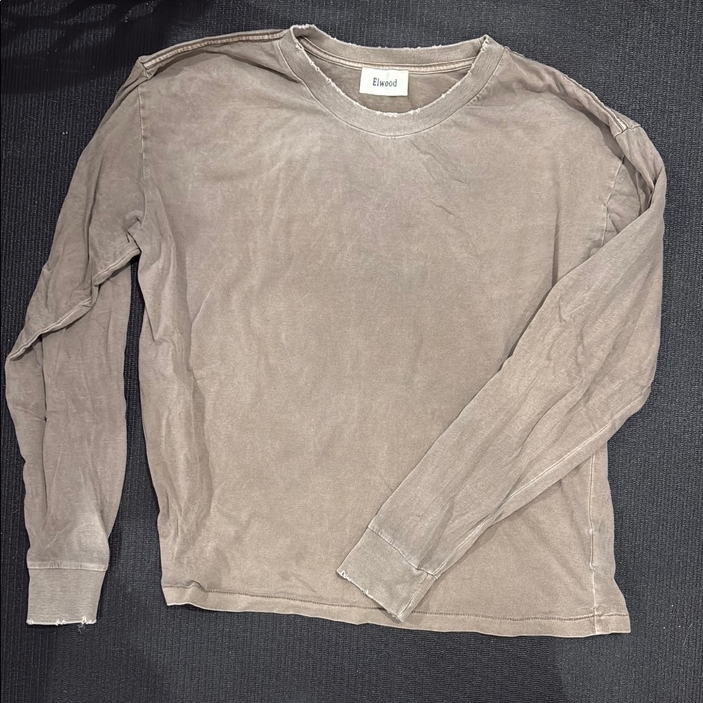 Brown Long Sleeve Tee Classic Crew Neck